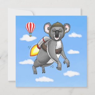 Invitation Rocket Koala Bear