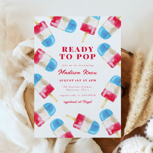 Invitation Rocket Pop Summer Patriotic Popsicle Baby shower