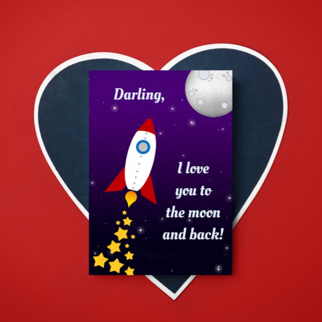 Invitation Rocket Ship Love You to the Moon Card (Créateur téléchargé)