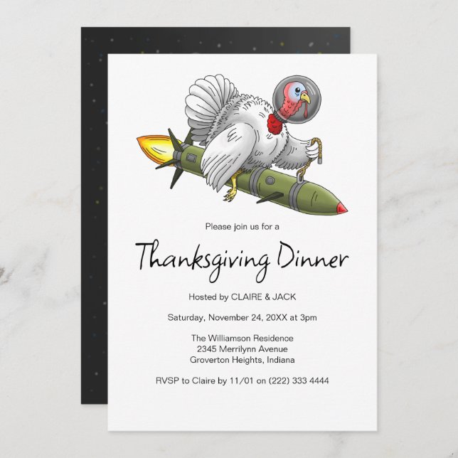 Invitation Rocket Turquie Thanksgiving (Devant / Derrière)
