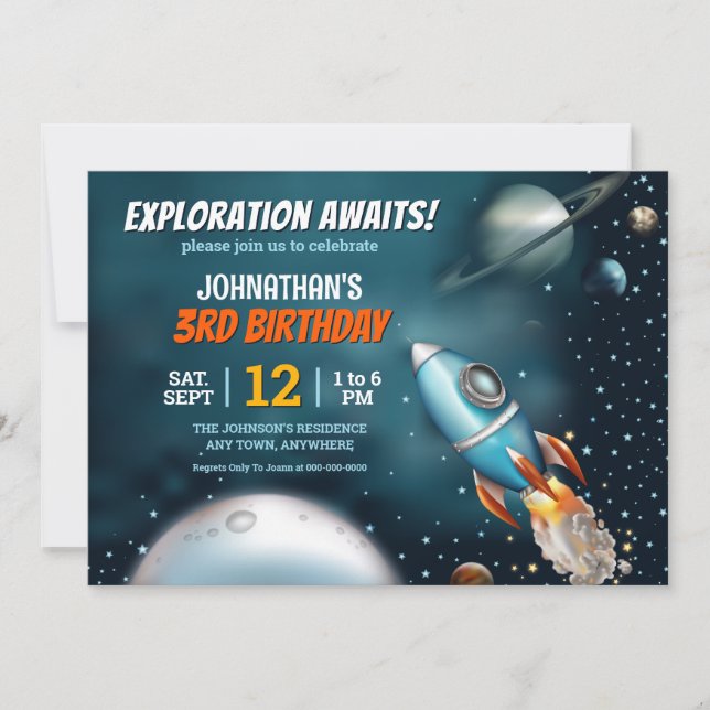 Invitation Rocketship Space Adventure Boy Anniversaire (Devant)