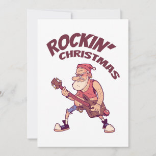 Invitation Rockin Christmas, Père Noël rocking avec guitare