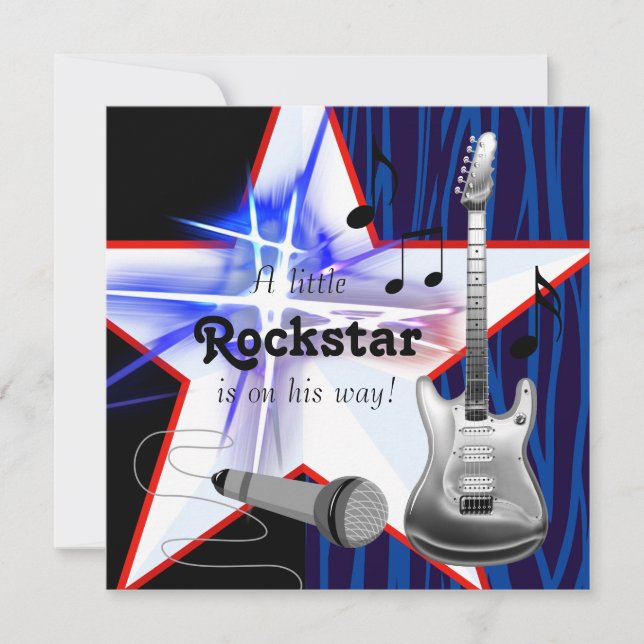 Invitation Rockstar Baby Boy Douche (Devant)