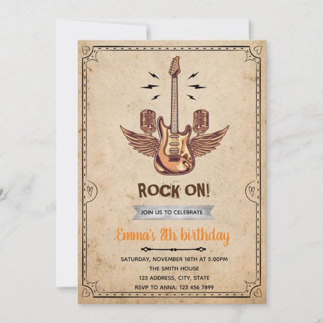 Invitation rockstar vintage (Devant)