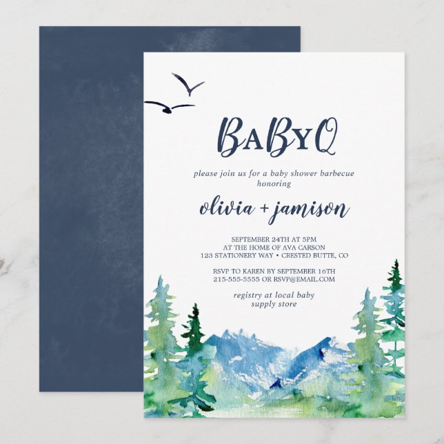 Invitation Rocky Mountain Baby Q Baby shower (Devant / Derrière)