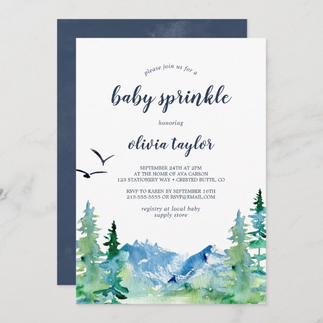 Invitation Rocky Mountain Baby Sprinkle (Devant / Derrière)
