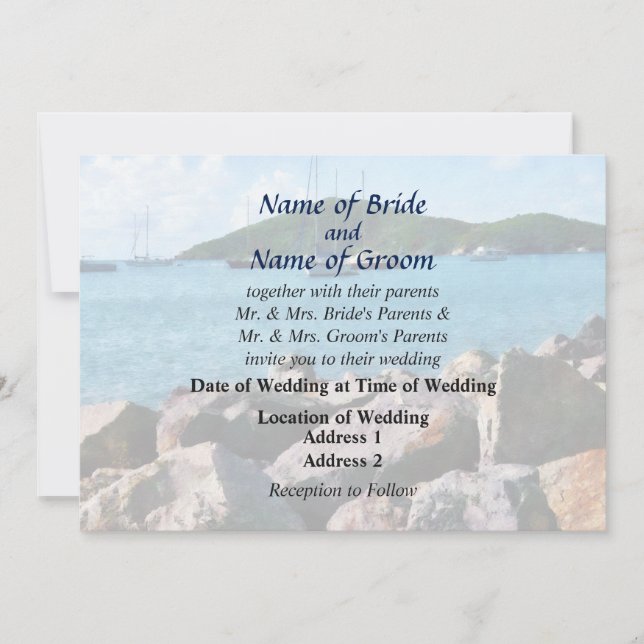 Invitation Rocky Shore St. Thomas Produits Mariages (Devant)