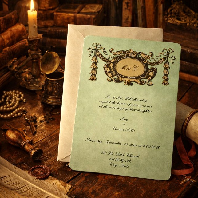 Invitation Rococo 1691 Blason Monogramme Couleurs Personnalis (Créateur téléchargé)