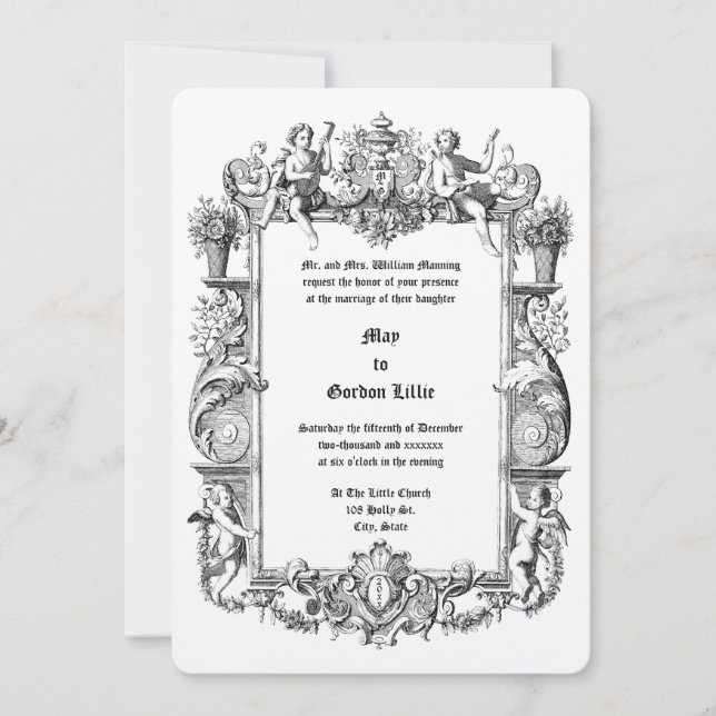 Invitation Rococo baroque Cherubs 17ème siècle Frame Border (Devant)