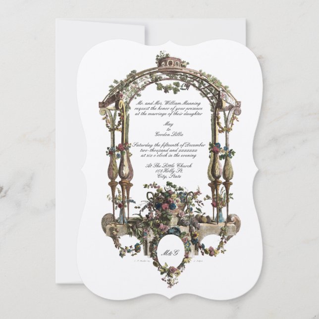 Invitation Rococo baroque Couleur Altar floral Cartouche (Devant)