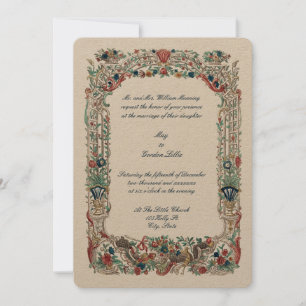 Invitation Rococo baroque Couleur de l'Autel Floral Bordure