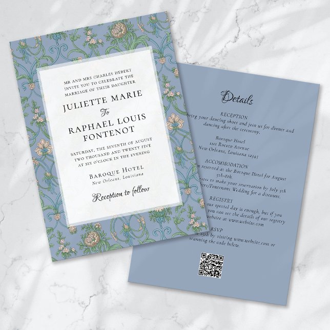 Invitation Rococo Baroque Floral tout en un Mariage (Créateur téléchargé)