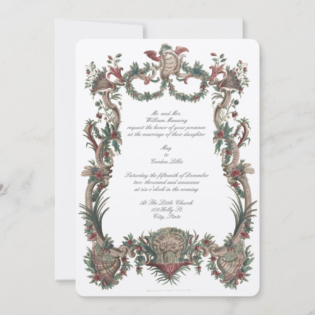 Invitation Rococo baroque François Boucher Cartouche Mariage (Devant)
