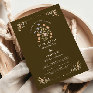 Invitation Rococo Floral Antique Frame Mariage