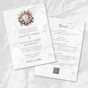 Invitation Rococo Monogram Crest All in One Mariage