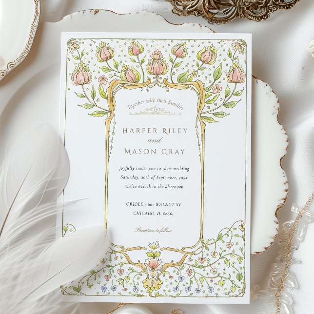 Invitation Rococo Pink Bud Floral Nouveau Mariage (Créateur téléchargé)