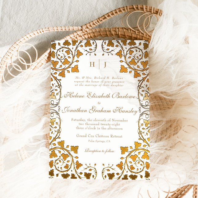 Invitation Rococo Vintage Élégant Classic Mariage formel (Formal Classy Floral Elegant Wedding Invitation)