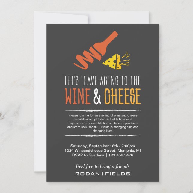 Invitation Rodan et Fields Vin et fromage (Devant)