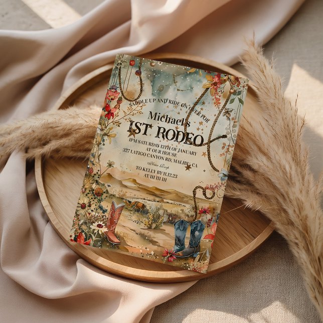 Invitation Rodeo Boots & Cactus 1st Birthday (Créateur téléchargé)