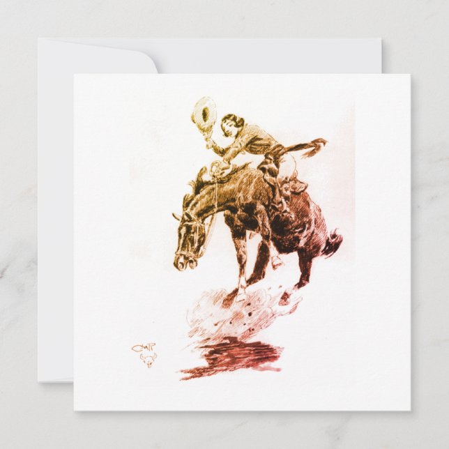 Invitation Rodeo Cowgirl (par C.M. Russell) (Devant)