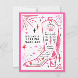 Invitation Rodeo Cowgirl Pink Bachelorette Week-end Itinérair