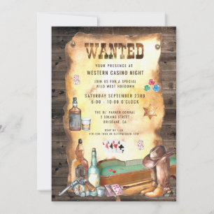 Invitation Rodéo de cow-boy occidental rustique Casino