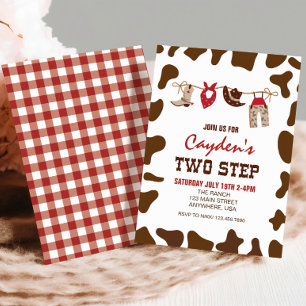 Invitation Rodéo Deux pas Western Cowboy 2E Anniversaire
