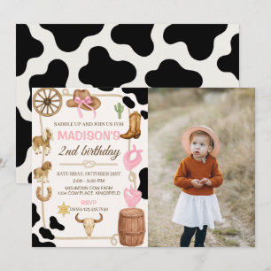 Invitation Rodéo Editable Cowgirl Anniversaire Photo Invitati