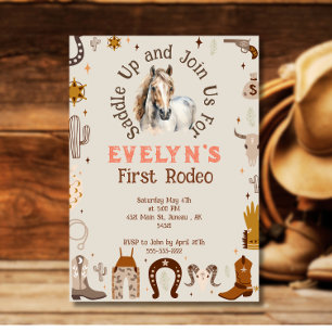 Invitation Rodéo Enfant Cow-boy Rustique Western  