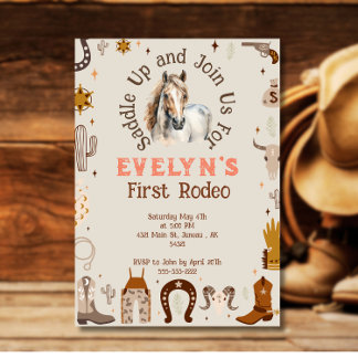 Invitation Rodéo Enfant Cow-boy Rustique Western  