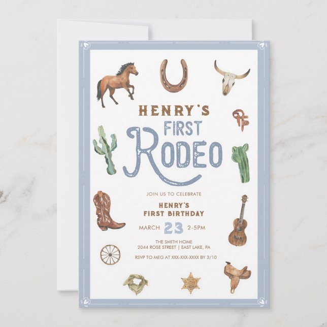 Invitation Rodéo occidental pour le premier anniversaire de C (Devant)