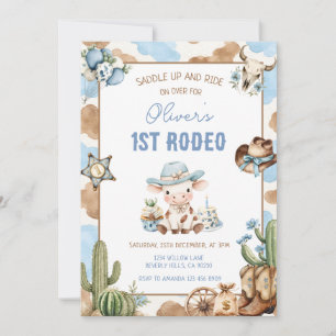 Invitation Rodéo Occidental Vacher Bleu 1er Anniversaire