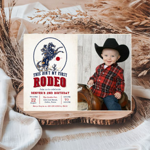 Invitation Rodéo Red Cowboy vintage 2e anniversaire Photo