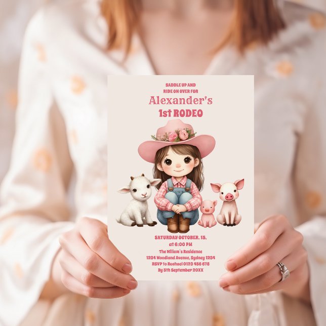 Invitation Rodéo rustique cow western vache 1er anniversaire (Créateur téléchargé)