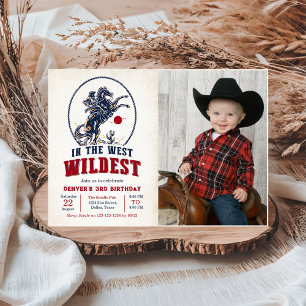Invitation Rodéo vintage Red Cowboy 3e anniversaire Photo