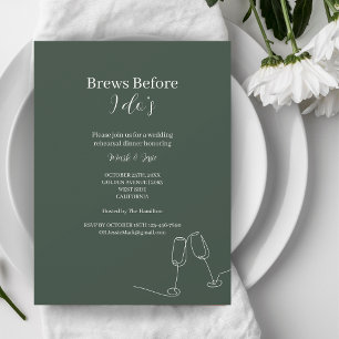 Invitation ROE Dusky Green & White Brebrures avant de dîner