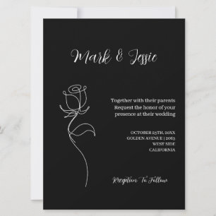 Invitation ROE Mariage simple noir et blanc
