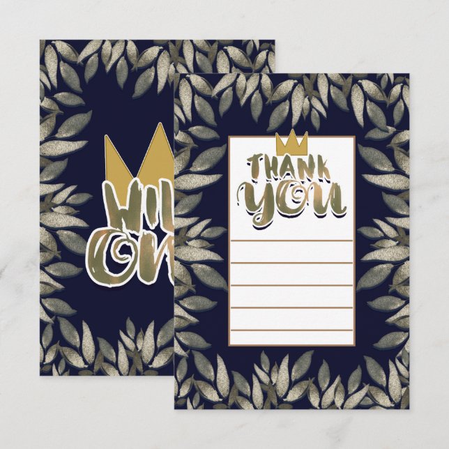 Invitation Roi des choses sauvages UN 1er anniversaire Merci (Devant / Derrière)