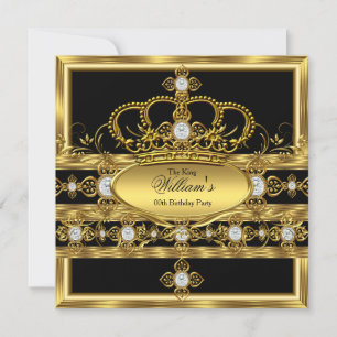 Invitation Roi Prince Reine Royal Or Diamant Couronne Fête