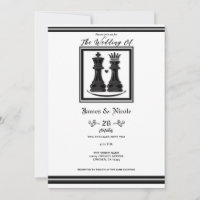 Roi & Reine d'échecs noir et blanc Mariage