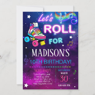 Invitation Roll Girl Patinage Anniversaire
