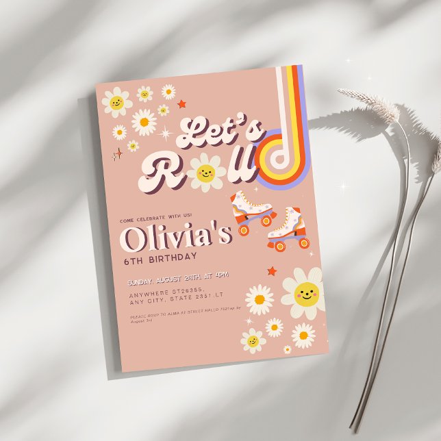Invitation Roll Retro Super Roller Skate Anniversaire (Créateur téléchargé)