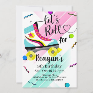 Invitation Roll, Roller Skating Invitation, rouleau des année