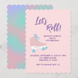 Invitation Roll rose 90s Girl Roller Rink Anniversaire