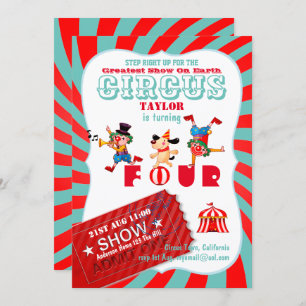 Invitation ROLL UP CIRCUS 4e anniversaire garçon fille plus g