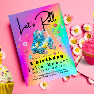 Invitation Roller Patinage beignets de dessert Anniversaire C