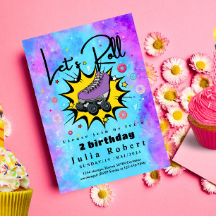 Invitation Roller Patinage beignets de dessert Anniversaire C