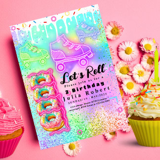 Invitation Roller Patinage beignets de dessert Anniversaire C