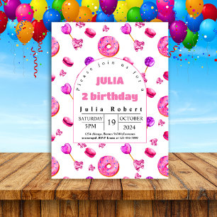 Invitation Roller Patinage beignets de dessert Anniversaire r