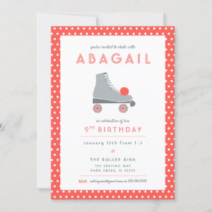 Invitation Roller Skate Party - Coral